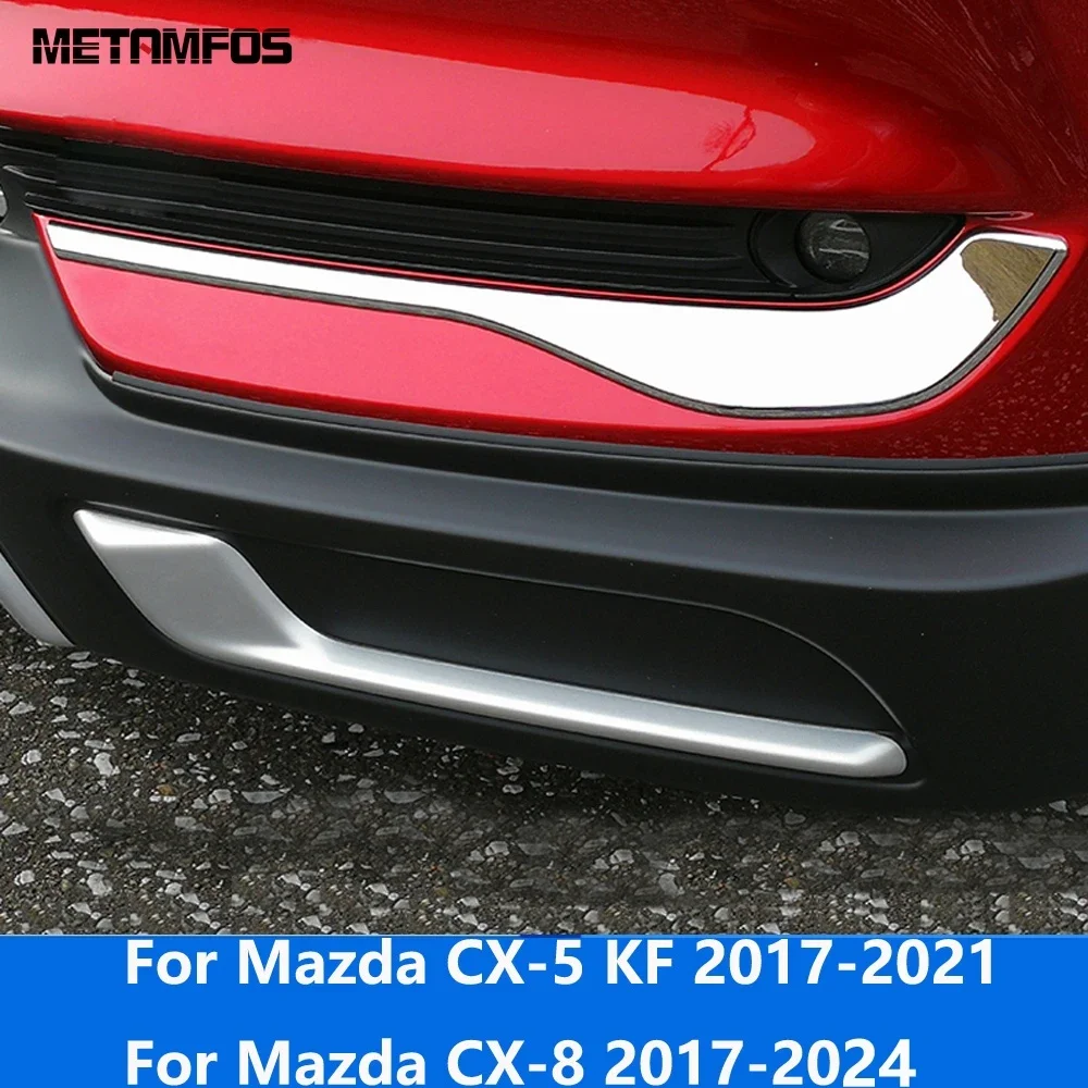 For Mazda CX-5 KF 2017-2021 CX8 2017-2024 Chrome Front Bottom Fog Lamp Light Foglight Eyelid Bumper Molding Trim Car Accessories