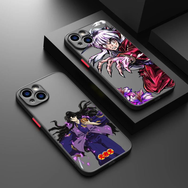 Inuyasha J-apaneses Anime For Apple iPhone 15 14 13 12 Mini 11 XS XR X 8 7 Pro Max Plus TPU Frosted Translucent Phone Case