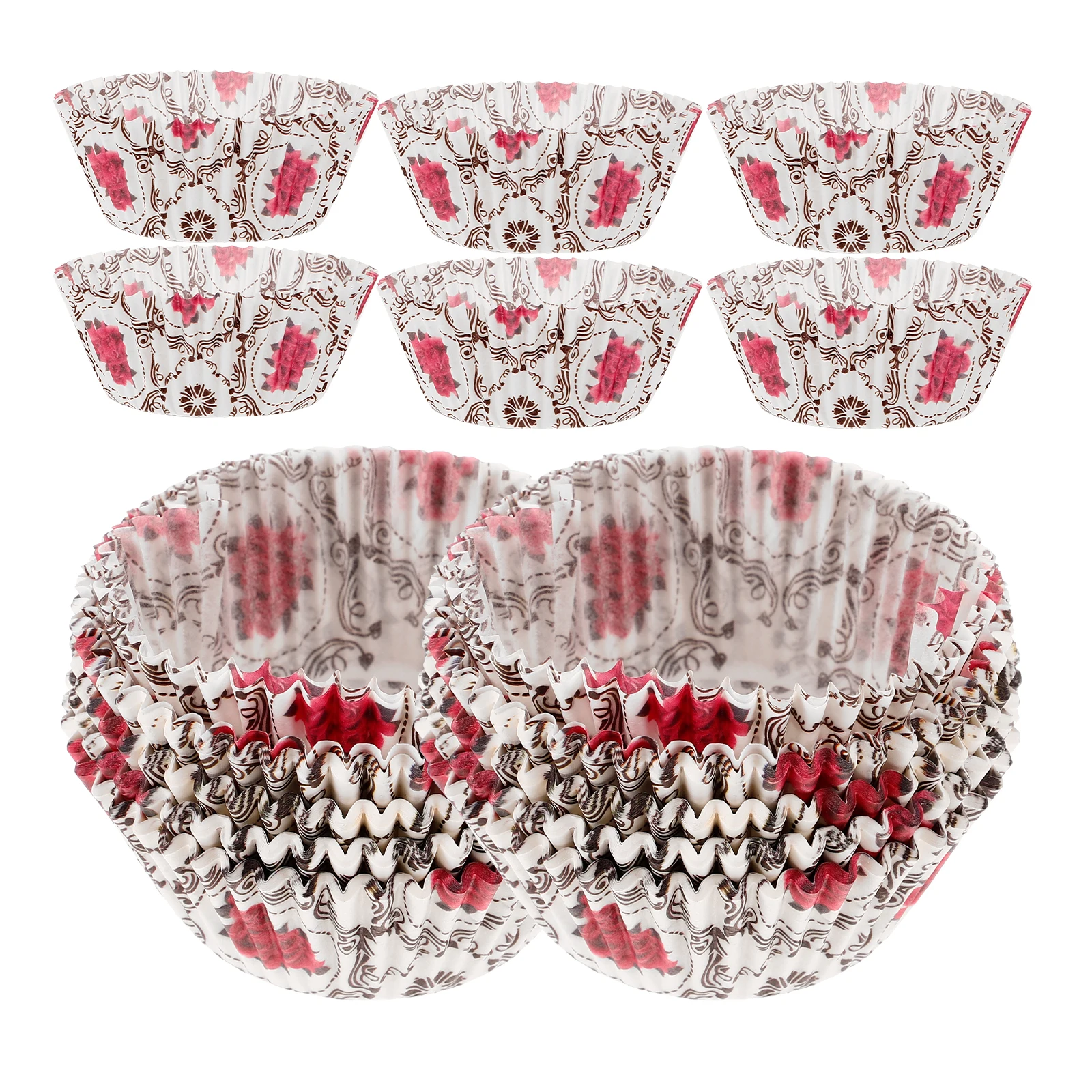 

100pcs Baking Cake Paper Cups White Rose Design Greaseproof Chocolate Liners for Cupcakes Muffins Home Bakery Use