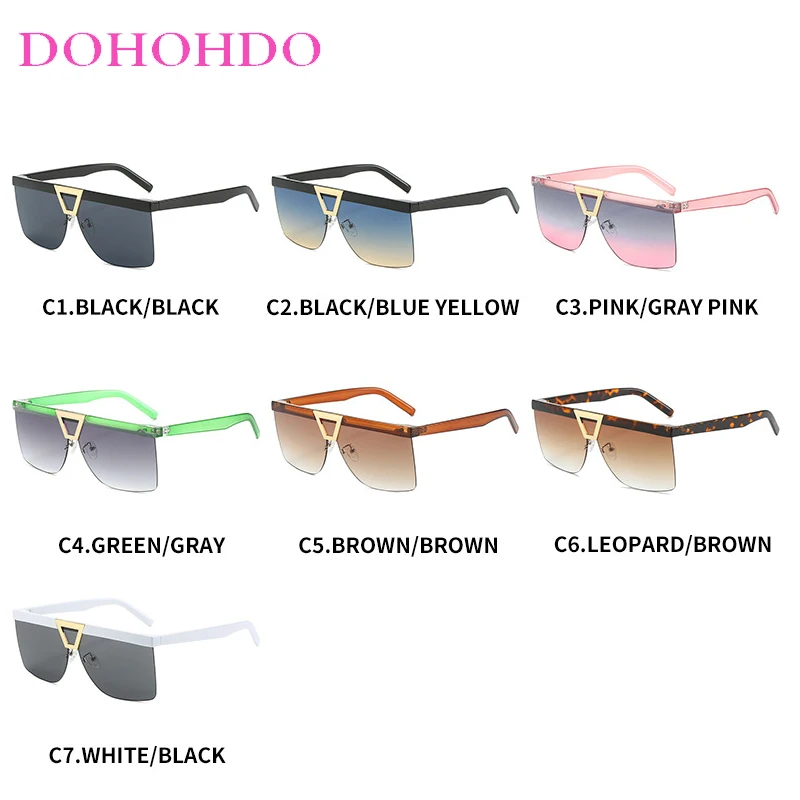 DOHOHDO 2025 شخصية نصف إطار تنوعا النظارات الشمسية النساء العلامة التجارية خمر الرجال مربع نظارات شمسية ظلال الذكور Oculos دي سول