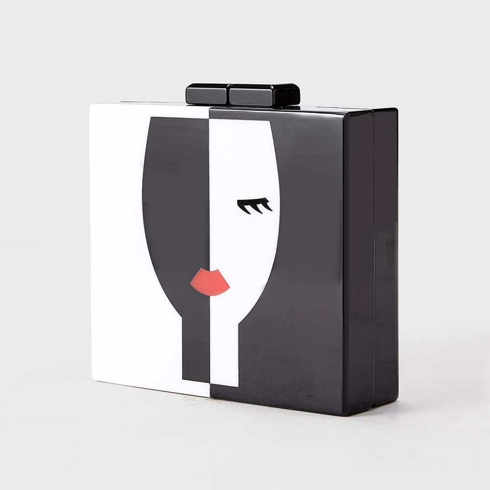 

Women's Shoulder Crossbody Bag Black Face Spliced Acrylic Bag Stylish Wedding and Dinner Clutch Handbag Fashionable Evening Bag