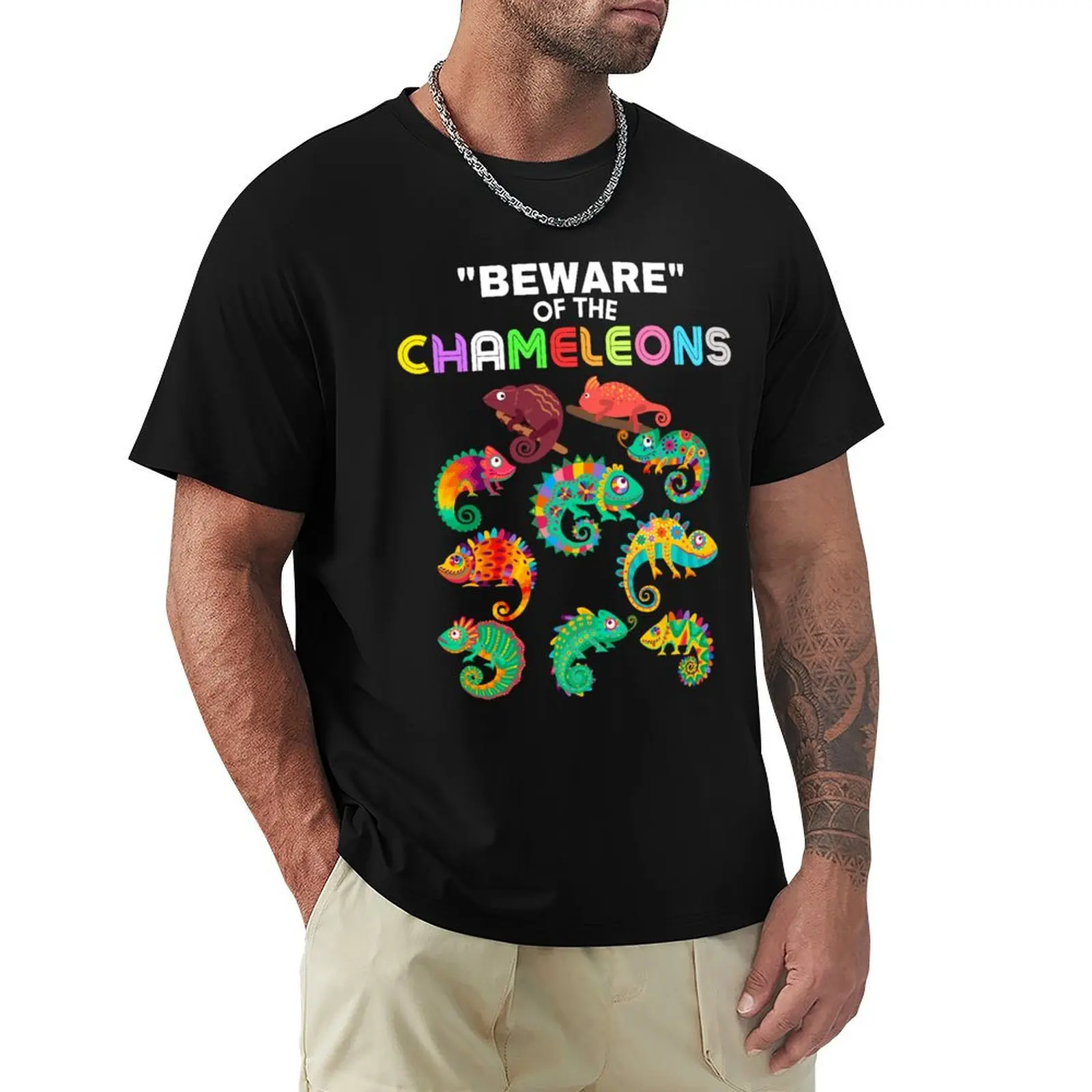 

Beware Of The Chameleons T-Shirt affliction shirts animal prinfor boys mens t shirt