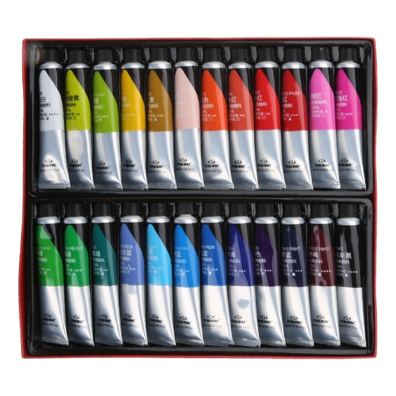 12/24 Colors Professional Acrylic Paint 20ml Drawing Painting Pigment Hand-painted for Kids DIY Artist