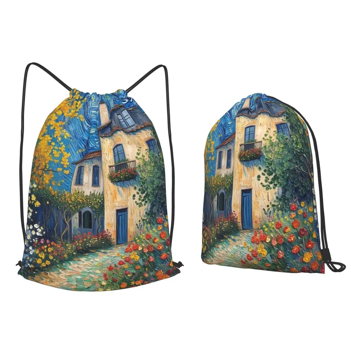 House With Garden Backpacks Multi-function Drawstring Bundle Pocket Shoes Bag Book Bags for Man Woman Students