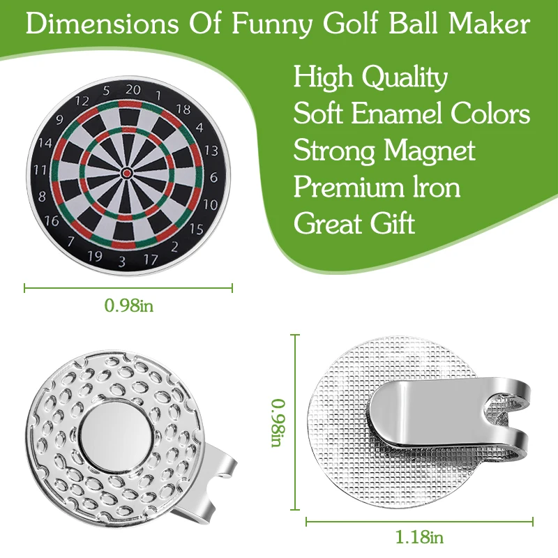 Dartboard Shaped Golf Hat Clip Decorative Golf Ball Stylish Position Marker Removable Magnetic Golf Accessory Gift For Friends