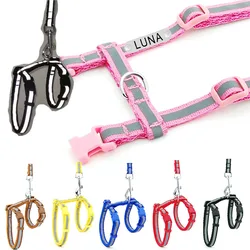 Personalized Reflective Nylon Cat Harness Leash Adjustable Puppy Kitten Collar Harness For Small Medium Pet Halter Dog Harness