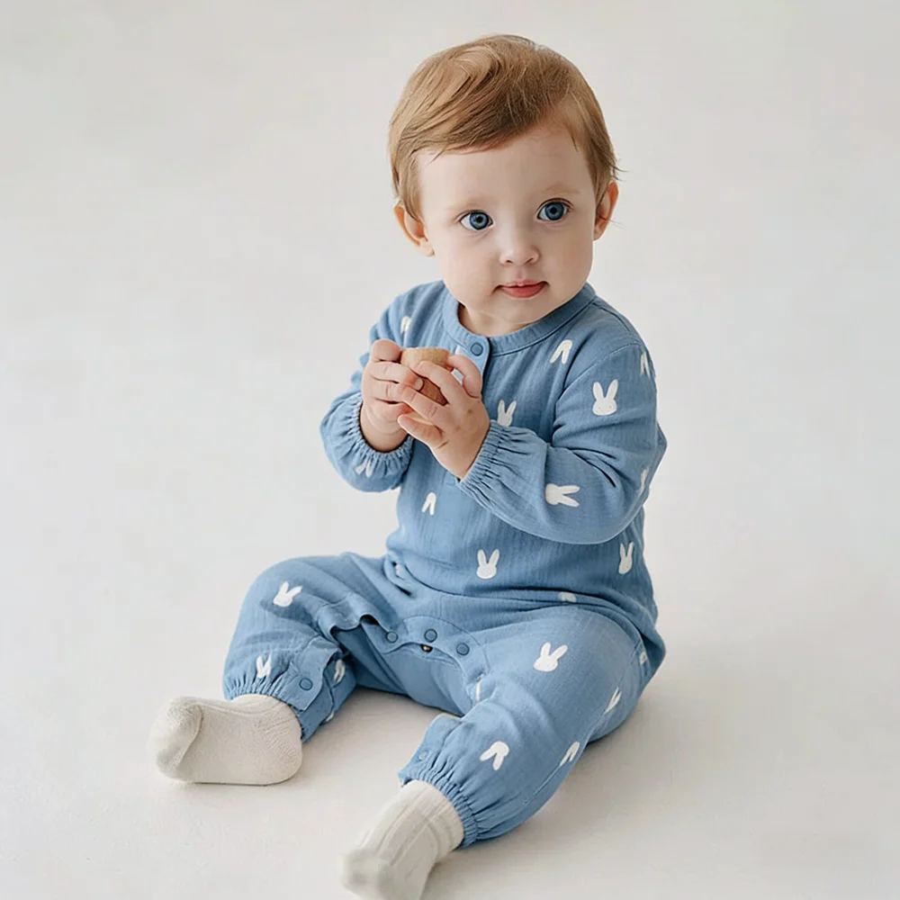 Cute Organic Cotton Newborn Jumpsuits Spring Infant Boy Girl Clothes Baby Long Sleeve Rompers for 1-24Months