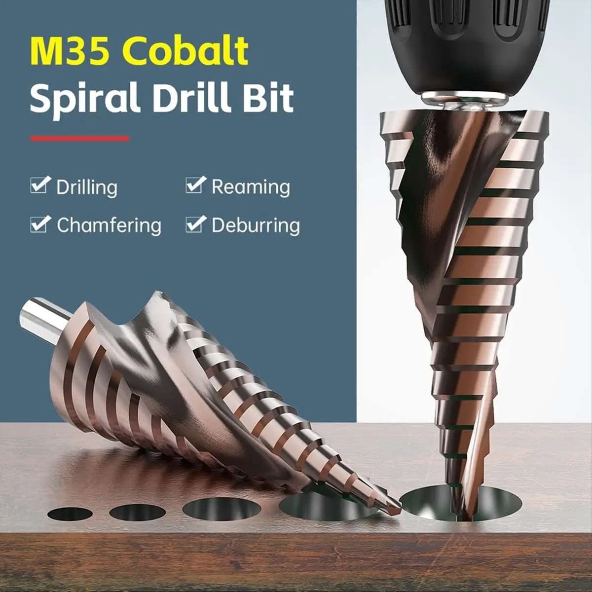 

A58Z Step Drill Bit Set, 3Pcs Titanium Step Drill Bits, Metric 4mm to 32mm Drill Cone Bits for Metal, Wood, PVC B
