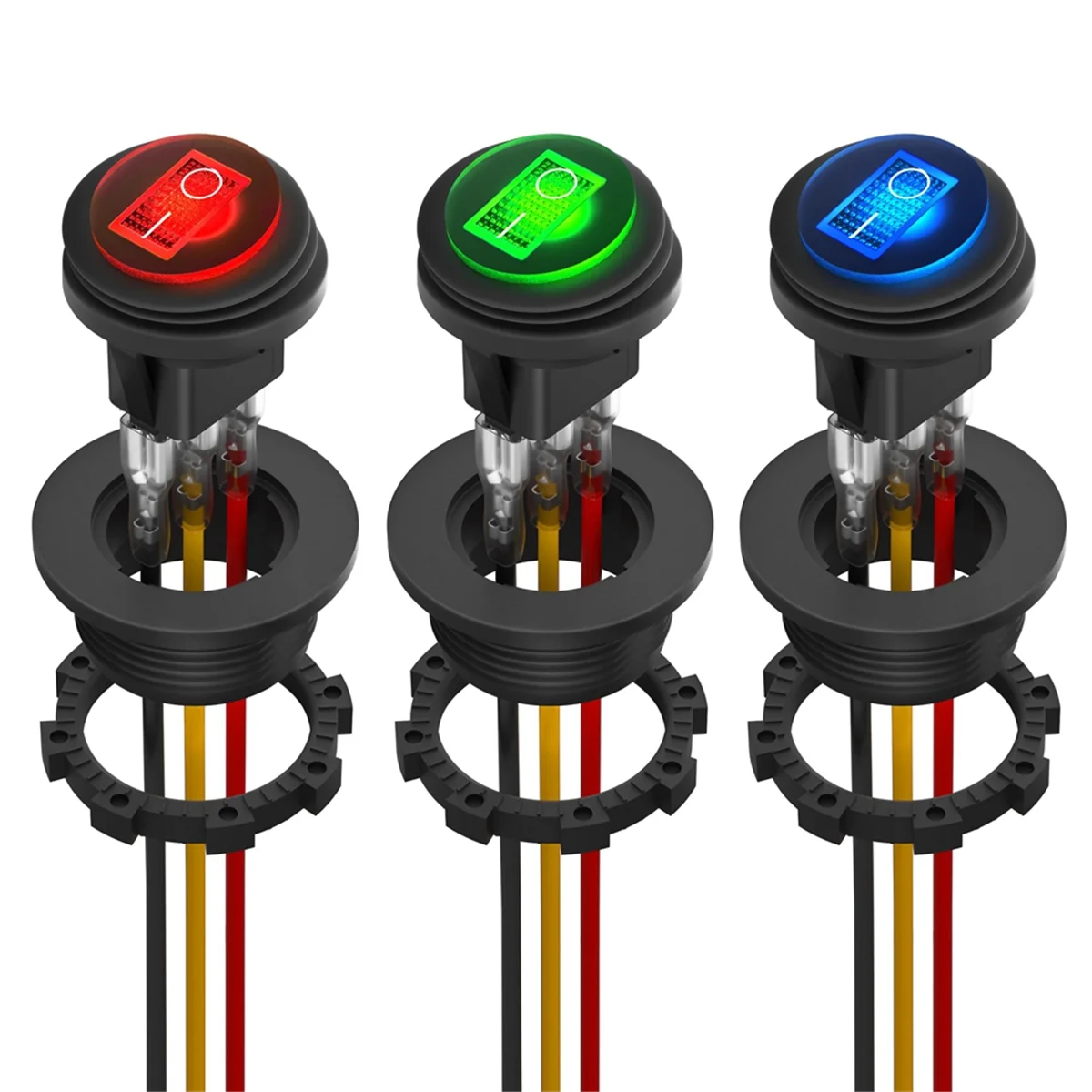 Round Rocker Switch 12V 20A UL Listed Waterproof Marine Round Toggle Switch LED Lighted on Off Switch Heavy Duty 3 Color