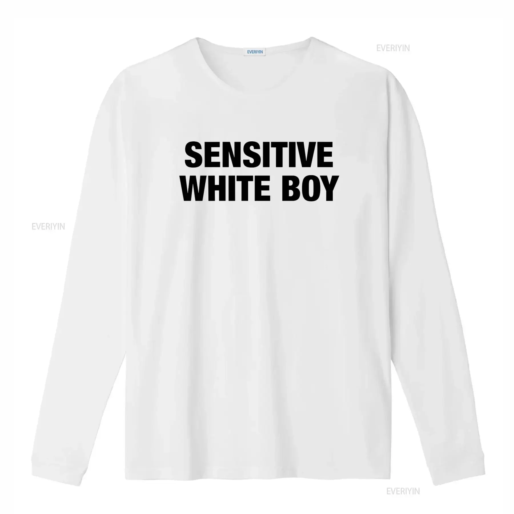 Sensitive White Boy T Shirt Funny Meme Ironic Go Hard Silly  vintage Washed Comfortable Unisex Versatile Soft Stretched