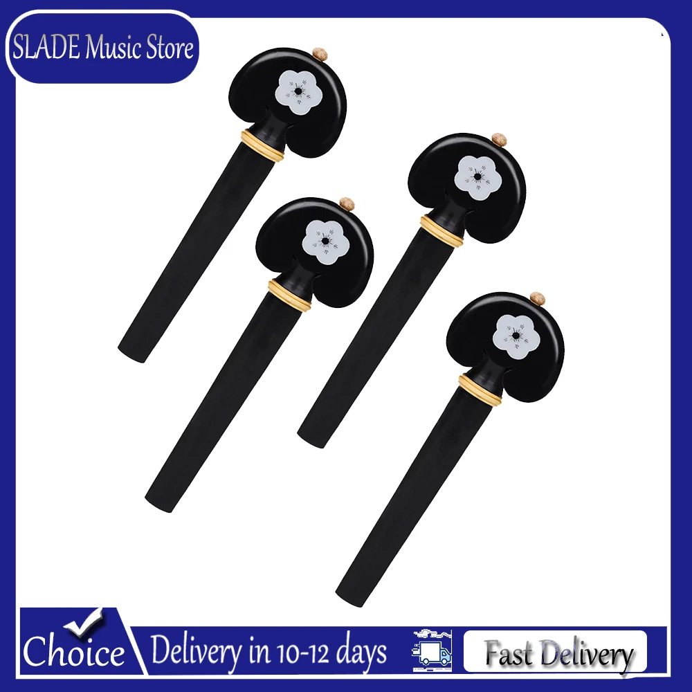 4PcsCello Tuning Pegs Ebony Wood Abalone Shells Style Tuning Peg Repair & Maintenance Tools Universal Stringed Instrument Parts