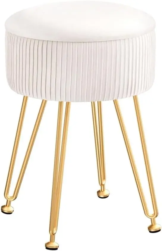 **/Storage Ottoman Foot Stool, Flip Lid Table Lounge Foot Pouf Make Up Vanity Stool, Vertical Stripe Padded Seat Home Decor