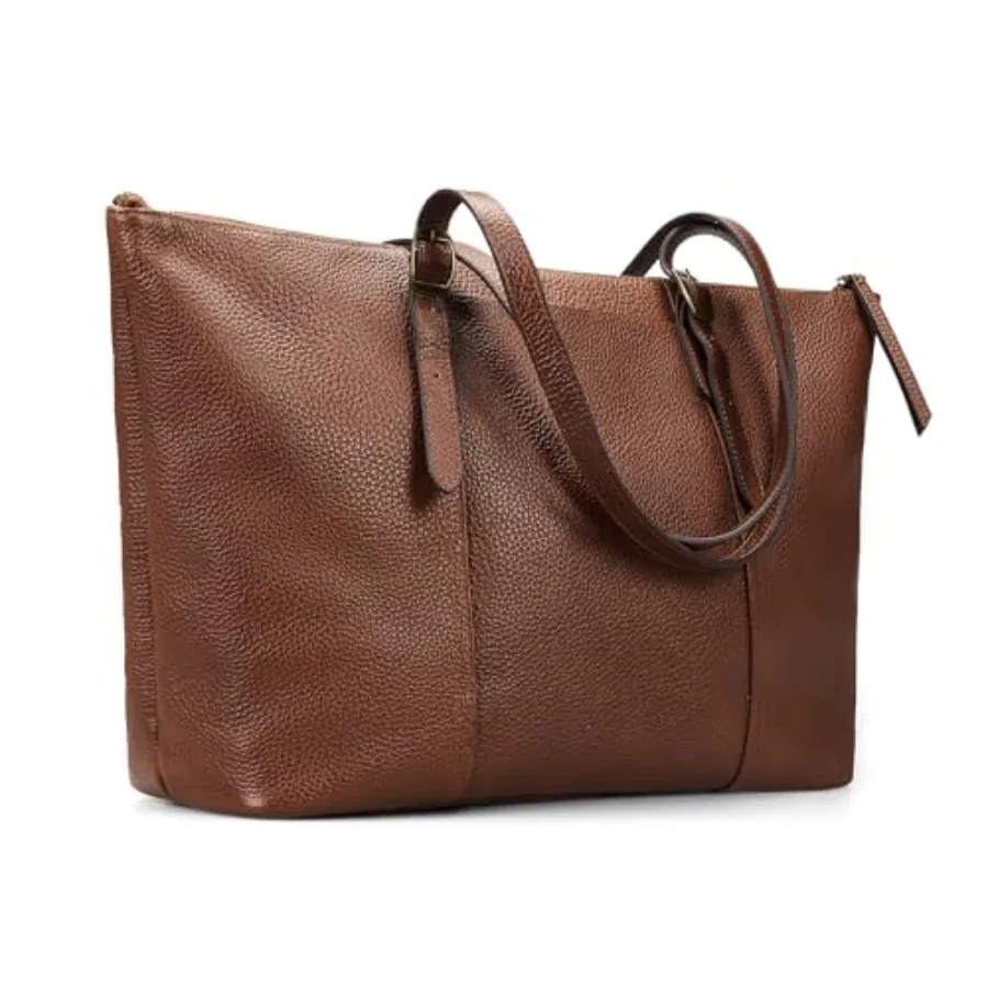 

Vintage Genuine Leather Work Tote Bag for Women Large Tote Bag with Zipper Leather Purse and Handbags with Compartment