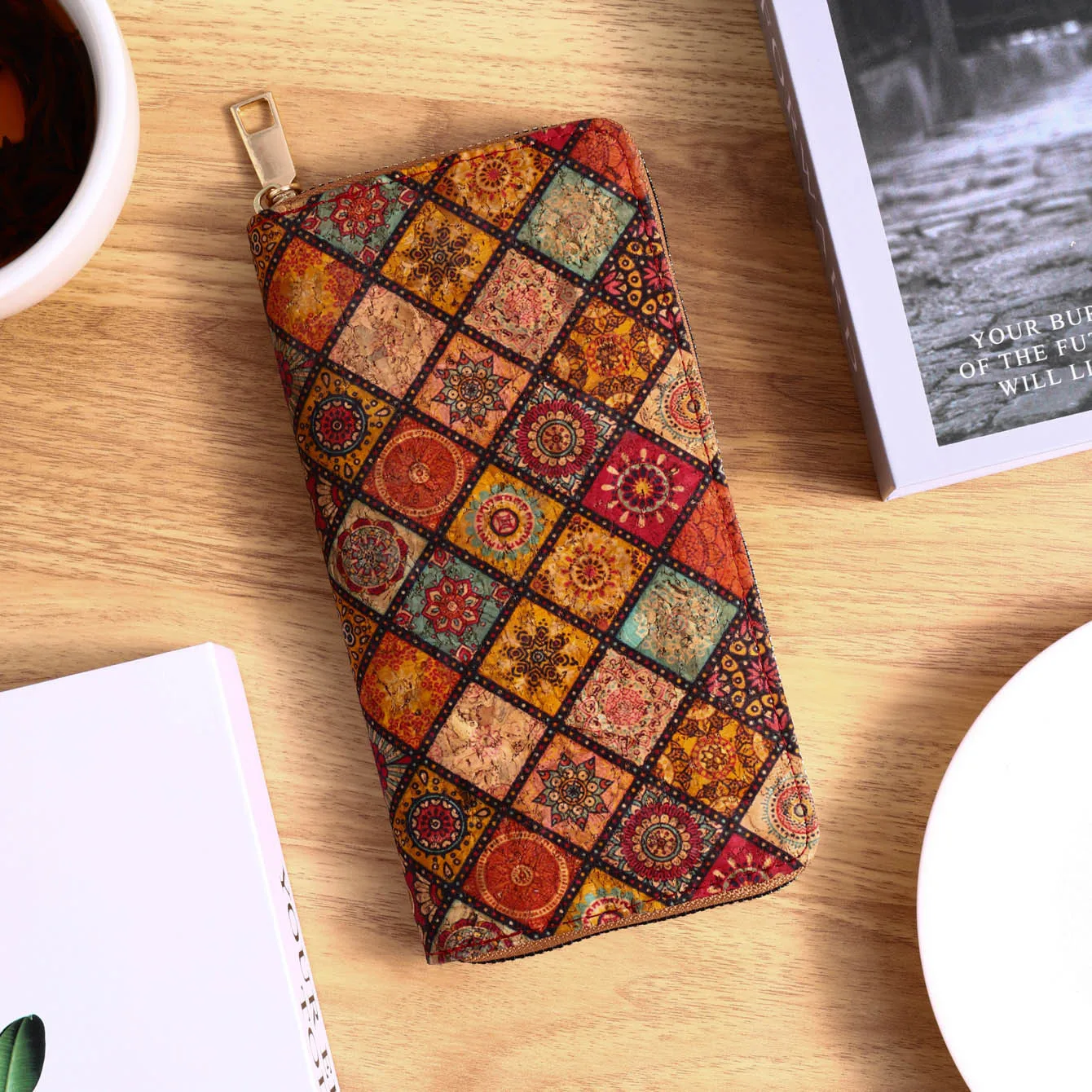 

DOIAESKV Bohemian PU Material Wallet Wood Grain Multi-card Position Women's Wallet Personalized Literary And Retro Wood Grain