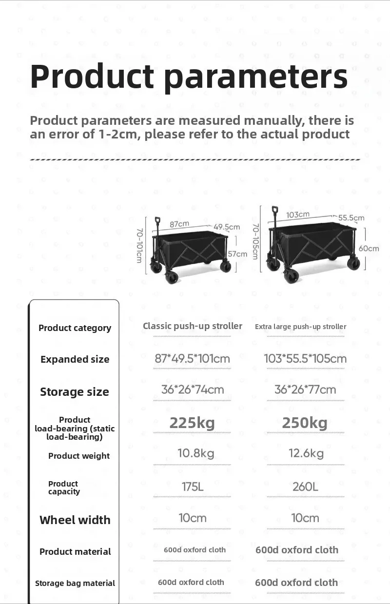 Camping carts, outdoor camp trailers, travel foldable trolleys