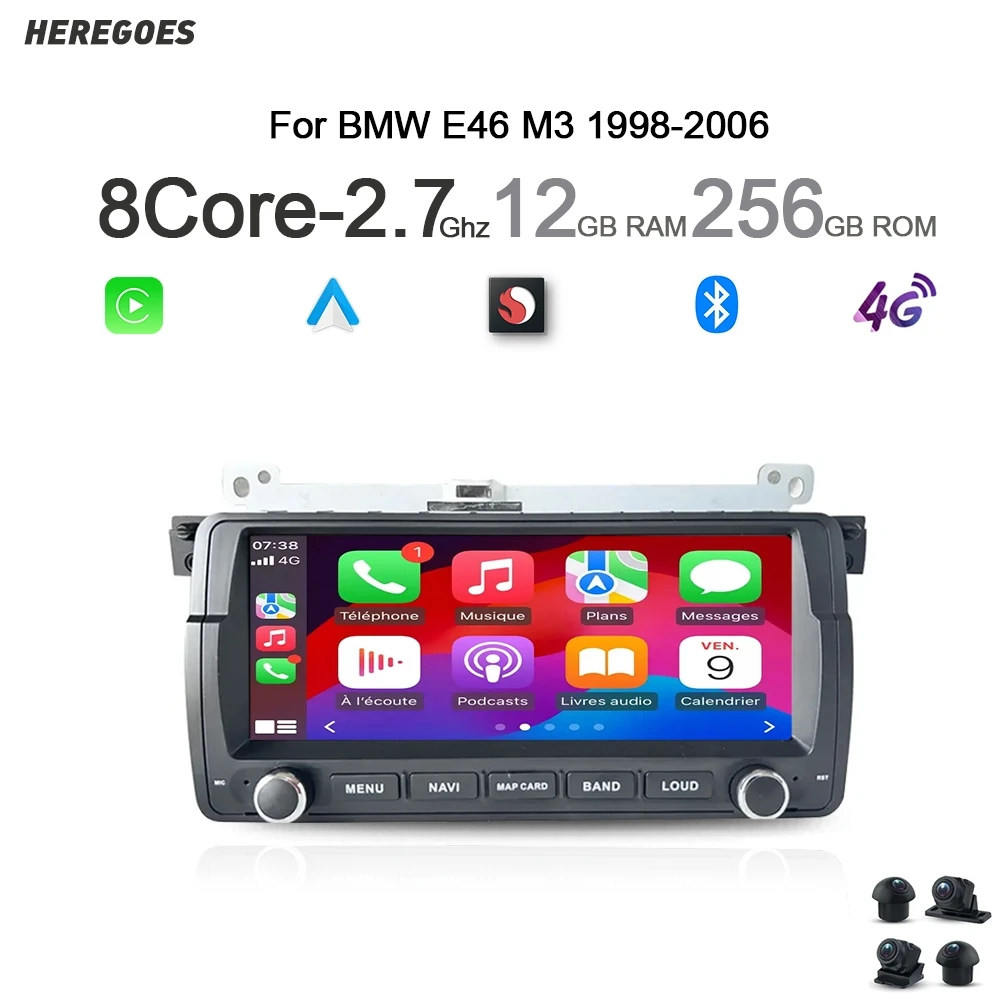 Carplay 720P Android 13 8 Core Car DVD Player 12GB Navigation Stereo Bluetooth Wifi GPS Radio For BMW E46 M3 318 320 325 330 335