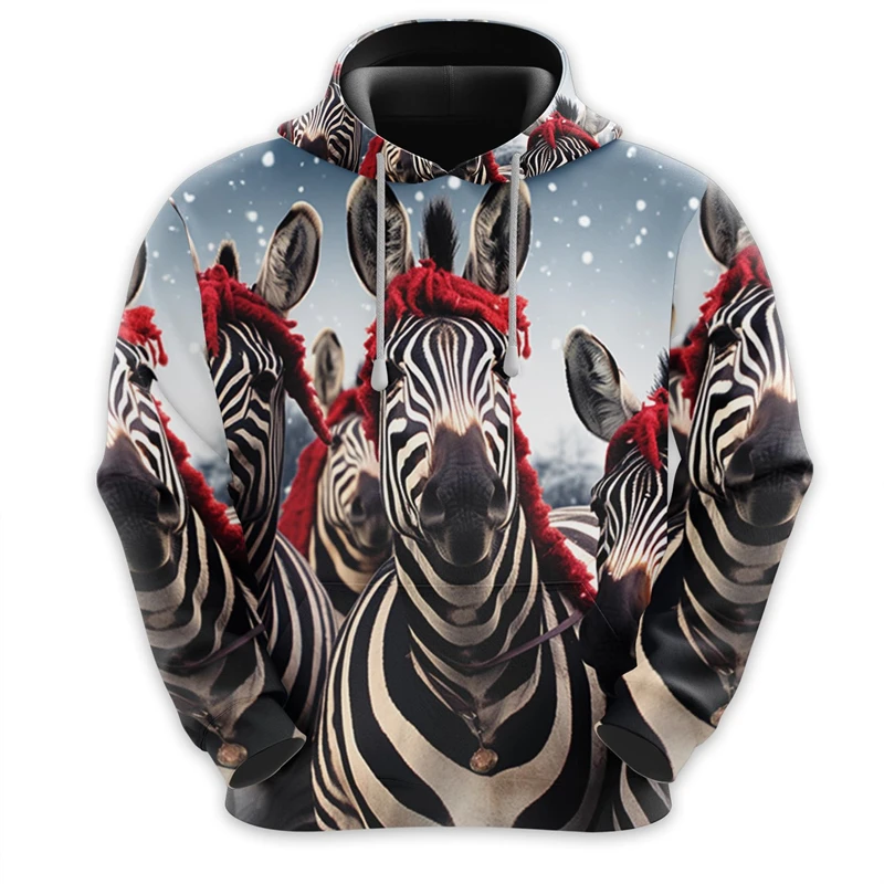 Africa Zebra Graphic Sweatshirts Fashion Animal Hoodies For Men Clothes Autumn Unisex Streetwear Leisure Male Hoody Coat Tops