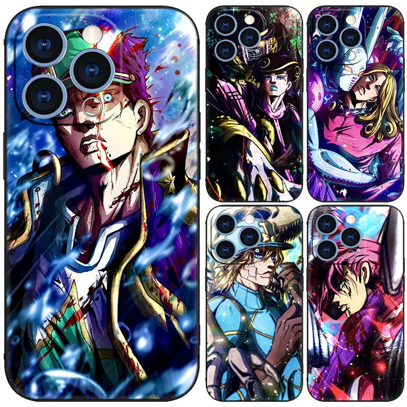 Anime JoJos Bizarre Adventure Black Phone Case For Apple iPhone 15 14 13 12 Mini 11 Pro MAX XR X XS 7 8 Plus SE 2020 2022 Cover