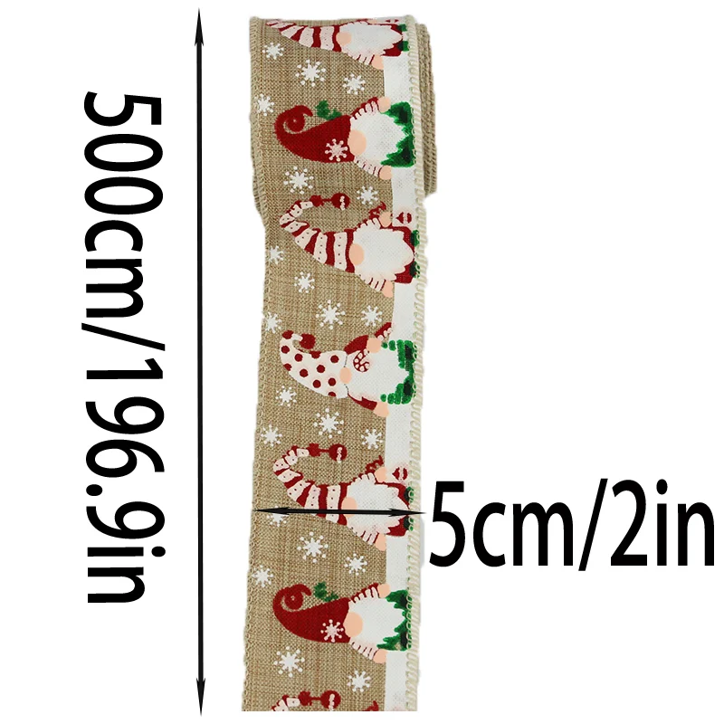 (5 Meter/Rolle) 5 cm Weihnachtsmann-Kopfband, Festival-Feier-Geschenkbox mit Verpackungsdesign, kreative Ausstellungsraum-Matching – Detail 4
