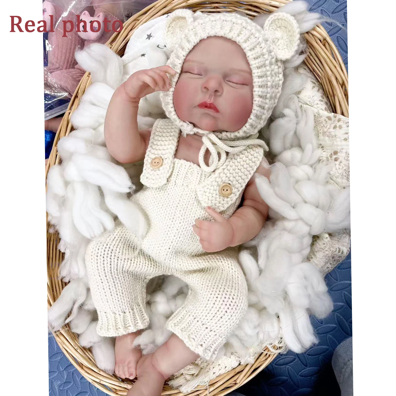 18inch Reborn Baby Doll Peaches Avatar Sleeping Baby Doll Handmade 3D Blue Skin Multiple Layers Painting with Visible Veins