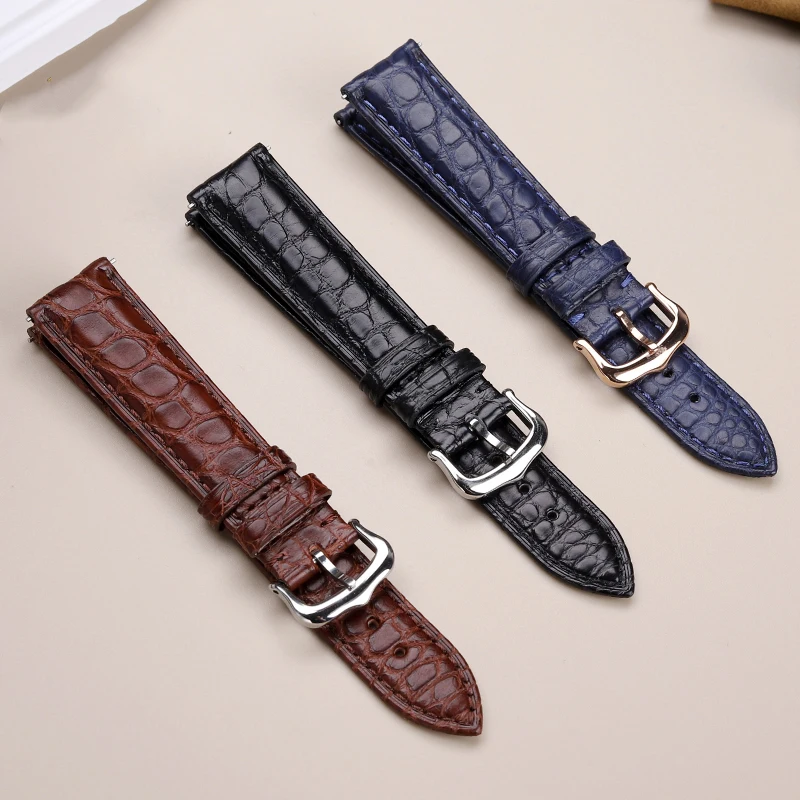 16mm 17 18 19 21 22mm Genuine Alligator strap for Cartier crocodile leather bracelet Ronde DRIVE Tank Clé de men women watchband