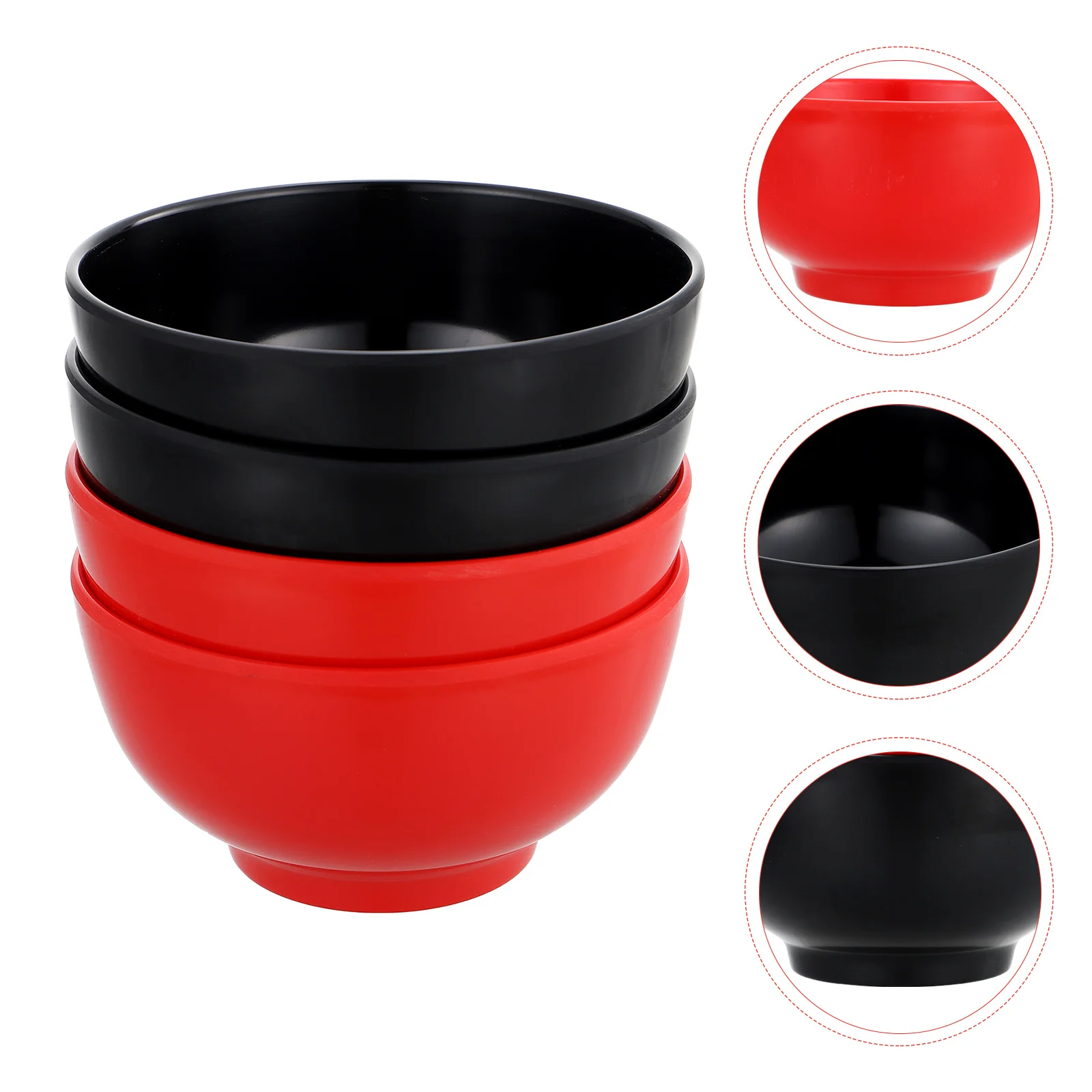 

4pcs High-Grade Melamine Small Household Rice Bowls Smooth Round Easy To Clean Soup Noodle Fruit Salad Serving Food Storage