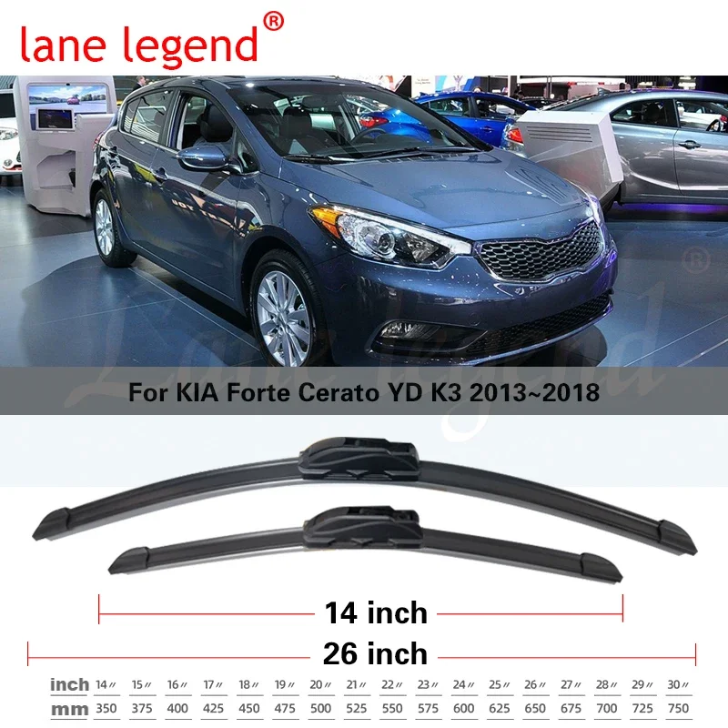 For KIA Forte Cerato YD K3 2013~2018 Front Rear Set Kit Wiper Blades Brushes Coupe Hatchback Cleaning Windows Auto Accessories