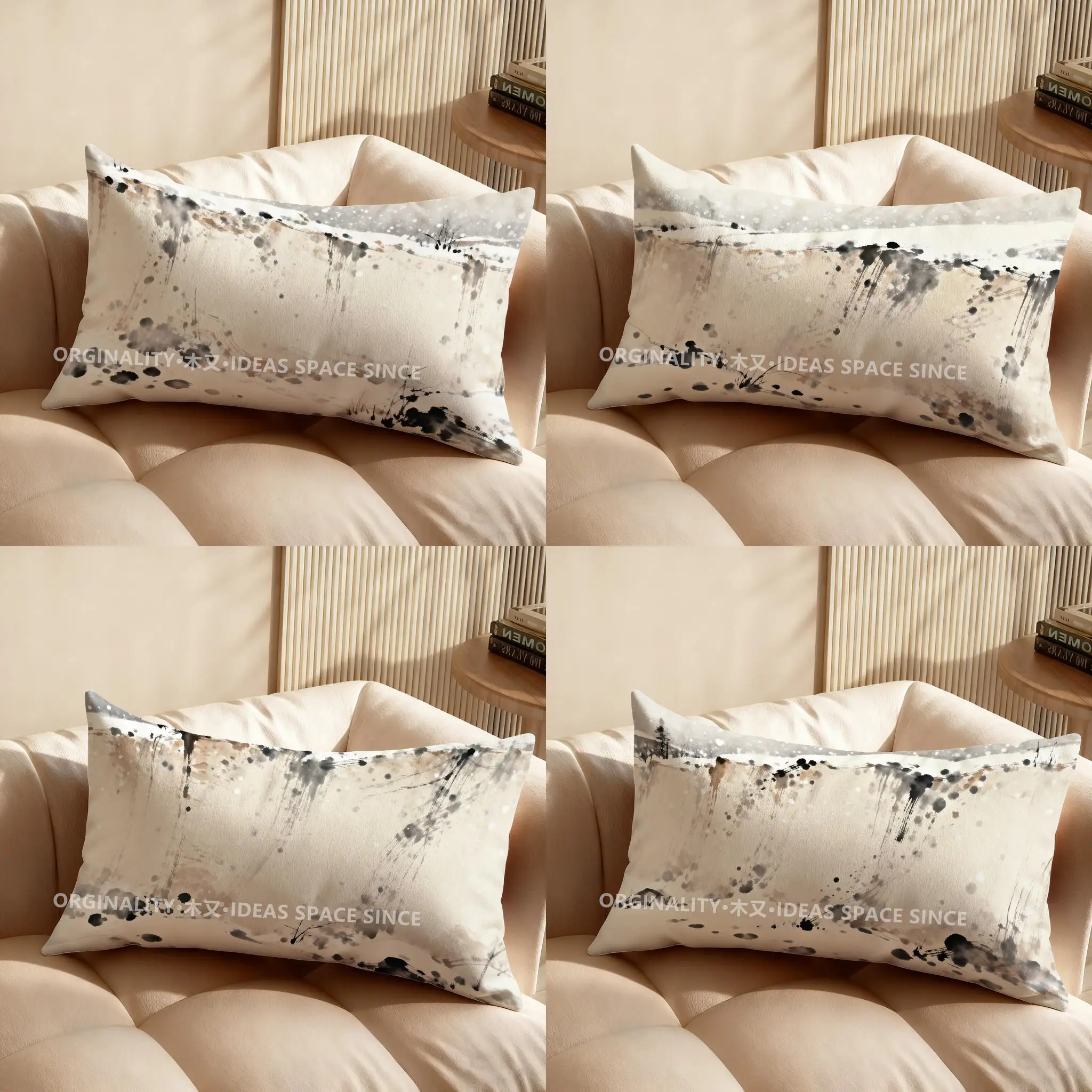 2D Abstract Snowy Landscape Pillow Cover Suitable For Sofa Bedroom Car Pillow Cover Cushion Rectangular Back Cushion