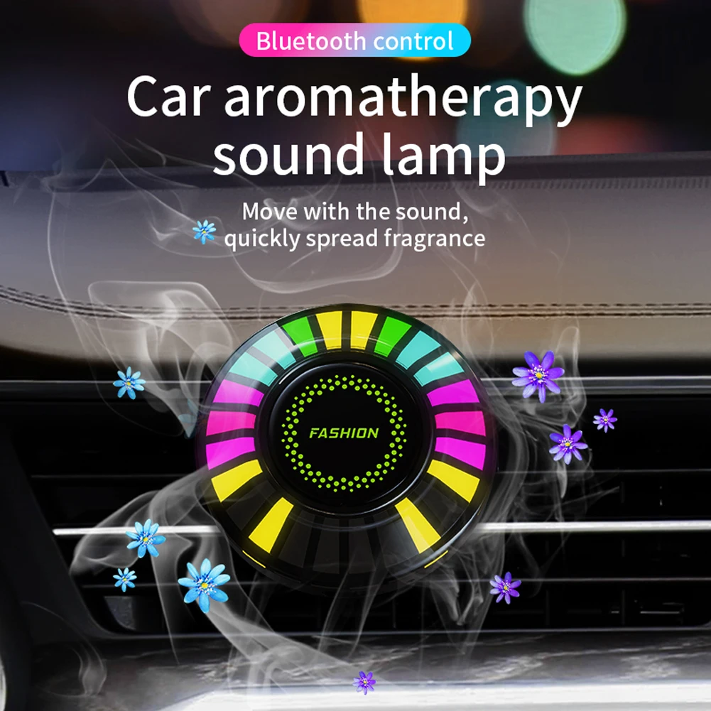 Car Music Rhythm Lamp Air Freshener RGB LED Strip Sound Control Voice Rhythm Atmosphere Light 256 Colors Option App Control