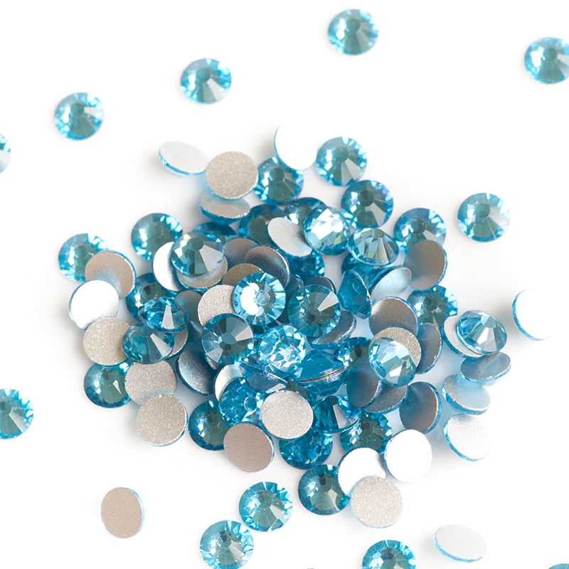 5A Aquamarin Strasssteine, nicht heißklebend, flache Rückseite, Glas-Strass für Nagelkunst und Kleidungsdekorationen, neue Stein-Nagelkunst-Zubehörteile – Detail 3