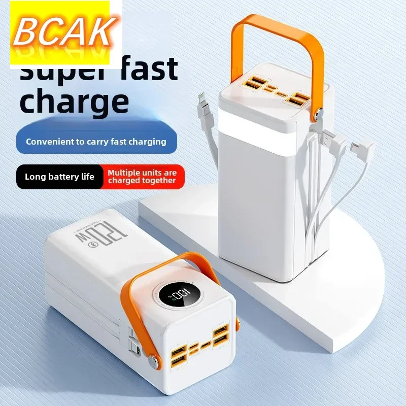 Universal Super Fast Charging 160,000 MAh Power Bank Comes with Line Outdoor Camping Large Capacity BCAK Mobile Power Supply 500