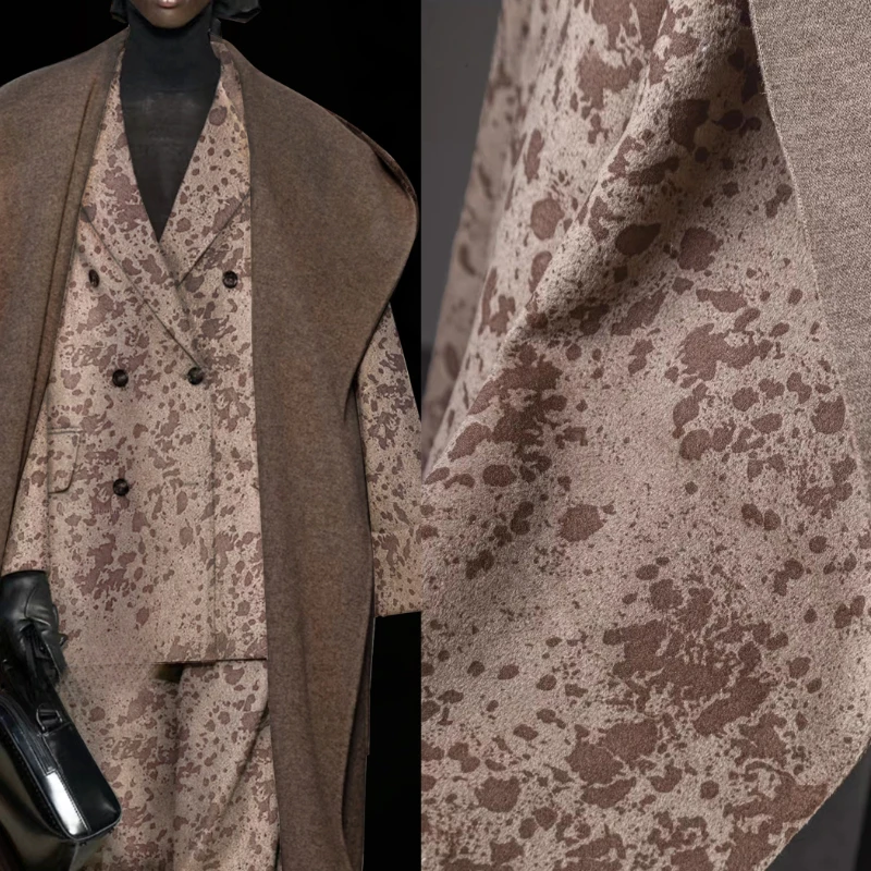 

Коричневая крапчатая толстая шерстяная ткань Тяжелая текстурированная темная ткань с рисунком пальто Костюм Куртка Одежда Дизайнерская ткань
