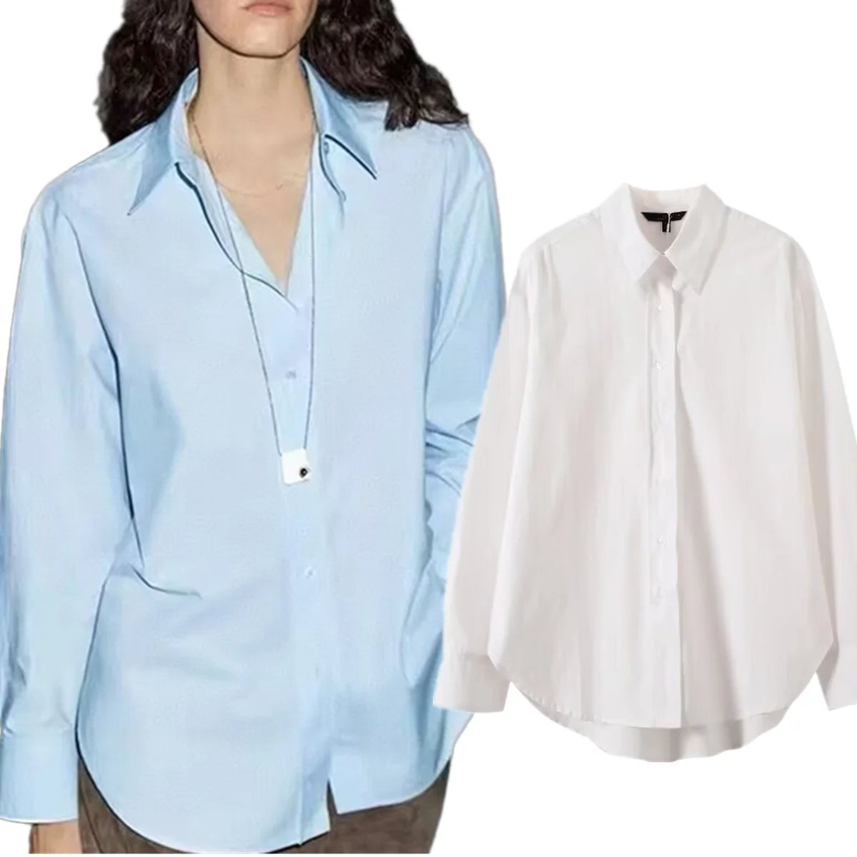 

Withered Minimalist Cotton Autumn Blouse Fahion Ladies Long-sleeved Shirt French Lazy Loose Shirt Women Tops