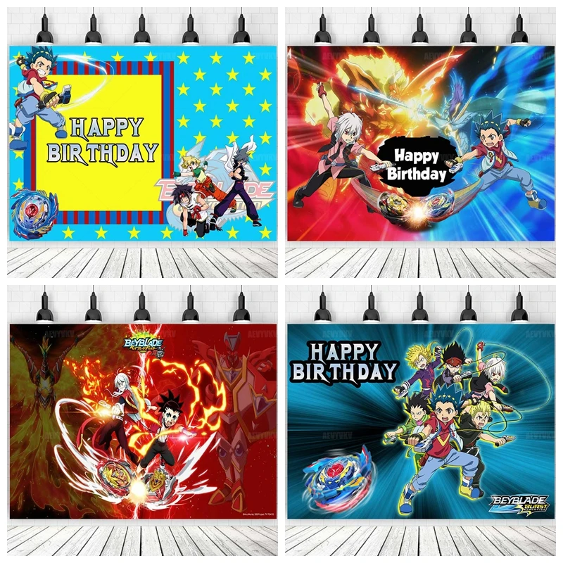 

B-beyblade Burst Birthday Party Backdrop Cartoon Photography Background Poster Boys Kids Room Decor Anime Balloon Wall Banner