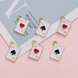 20pcs Poker Playing Cards Enamel Metal Charms for Earrings Keychain Jewelry Making Supplies Diy Accessories