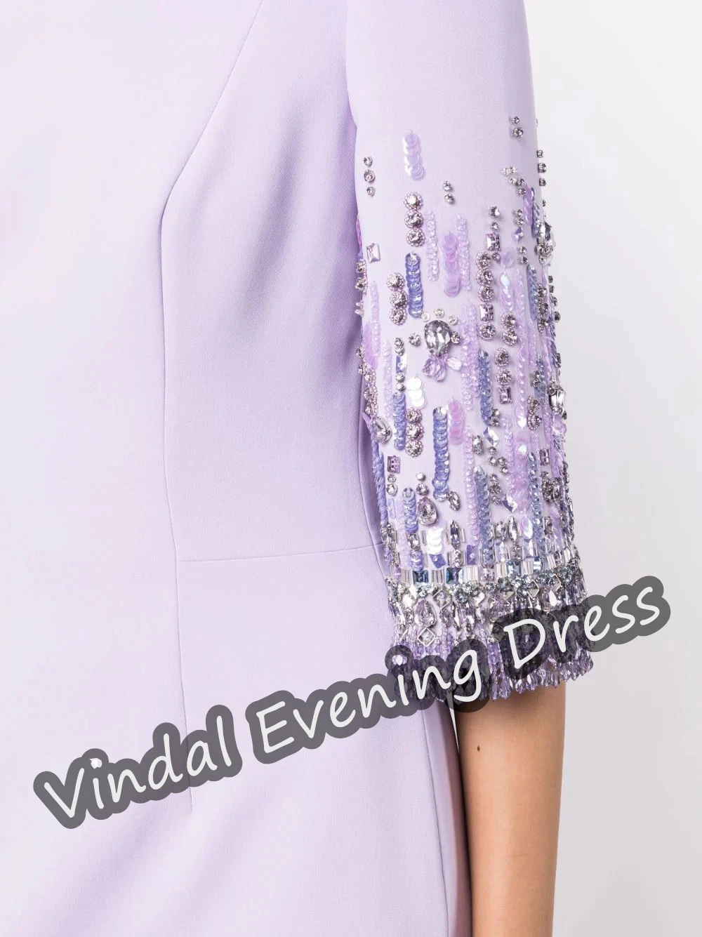 Vindal Scoop Neckline Evening Dress Ankle Length A-Line Elegant Built-in Bra Crepe Saudi Arabia Half Sleeves For Woman 2024