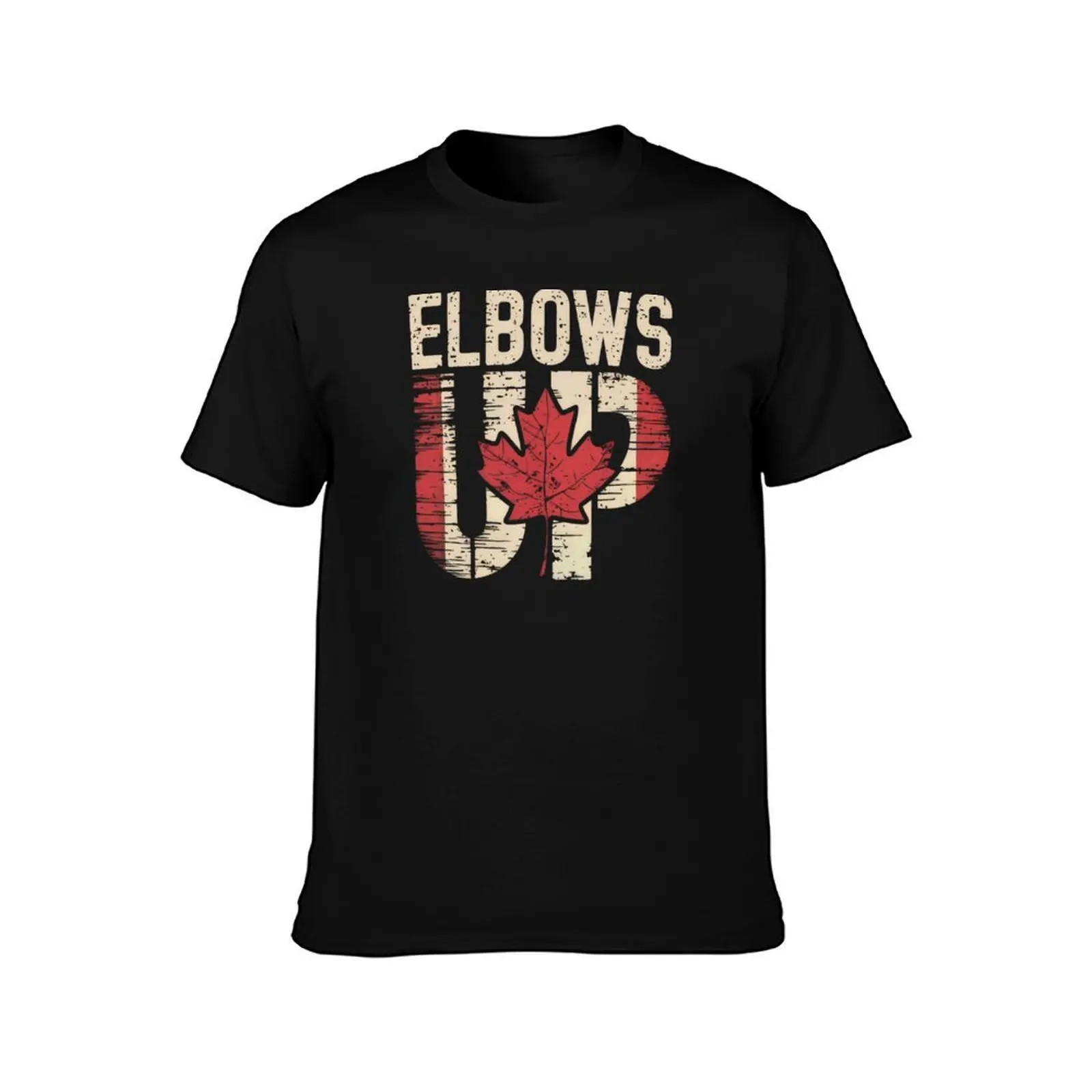 Elbows Up Canada T-Shirt, Summer Casual Cotton Tee, Oversized Streetwear Tops, Vintage Graphic Print, Loose Fit Short Sleeve
