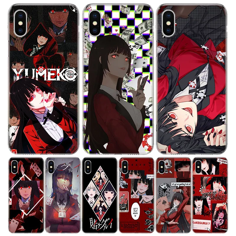 Jabami Yumeko Kakegurui Anime Silicon Call Phone Case For Apple iPhone 16 15 14 11 Pro Max 13 Plus 12 Mini 7 8 + X XR XS SE Cove