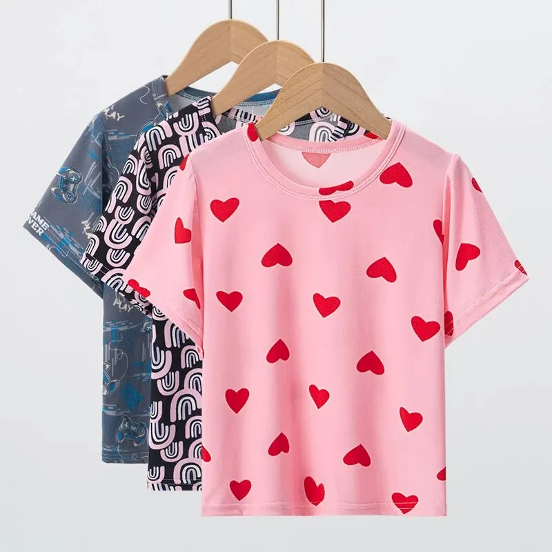 Summer Children Short-sleeved Handsome Boy T-shirt Comfortable Cute Girl Big Boy Half-sleeved Shirt