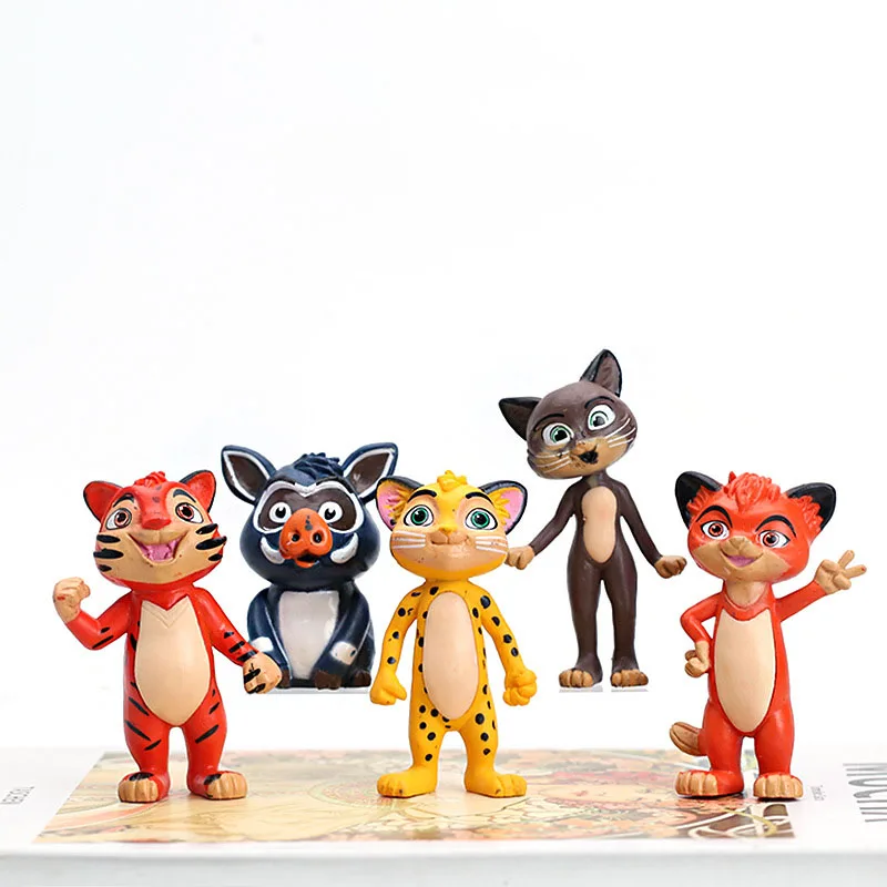 5pcs/set Russian Anime Leo & Tig Action Figures Toy Leopard Brothers PVC Tiger Model Dolls Collect For Children Kids Gift