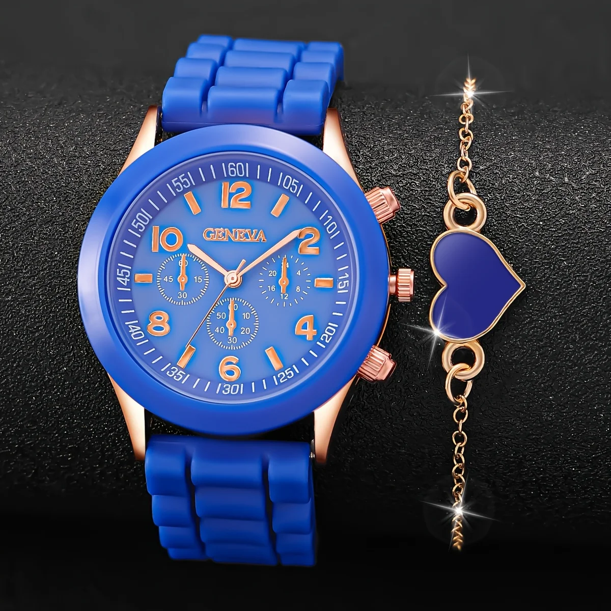 2pcs-Watch Bracelet Gift Set, Elegant Silicone Quartz Watch, Suitable for Daily Wear, Perfect Gift for Friends and Family