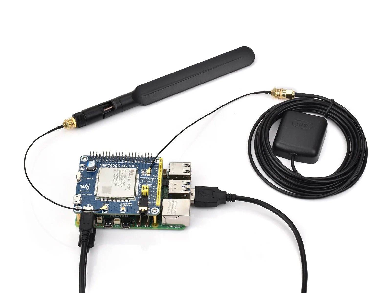 :Waveshare SIM7600NA-H 4G HAT For Raspberry Pi/Jetson Nano, LTE Cat-4 4G Support, GNSS Positioning, for North America