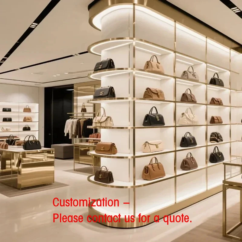 custom.Luggage Display Rack with LED Lighting Customizable Color & Size Multiple Finishes Mirror/Glass Back Retail & Exhibit
