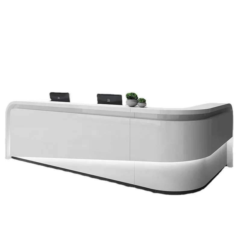 

Curved Corner Cashier Bar Counter DGG Cabinet Front Desk Company Paint Front Desk Reception Desk Simple Modern Beauty Salon Bar