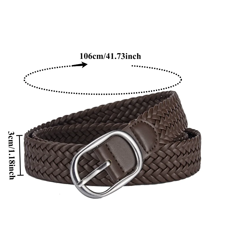 Korean-Style Casual Buckle-Fastened Braided Women’s Belt—Fashionable Minimalist Everyday Decorative Trouser Belt for Women