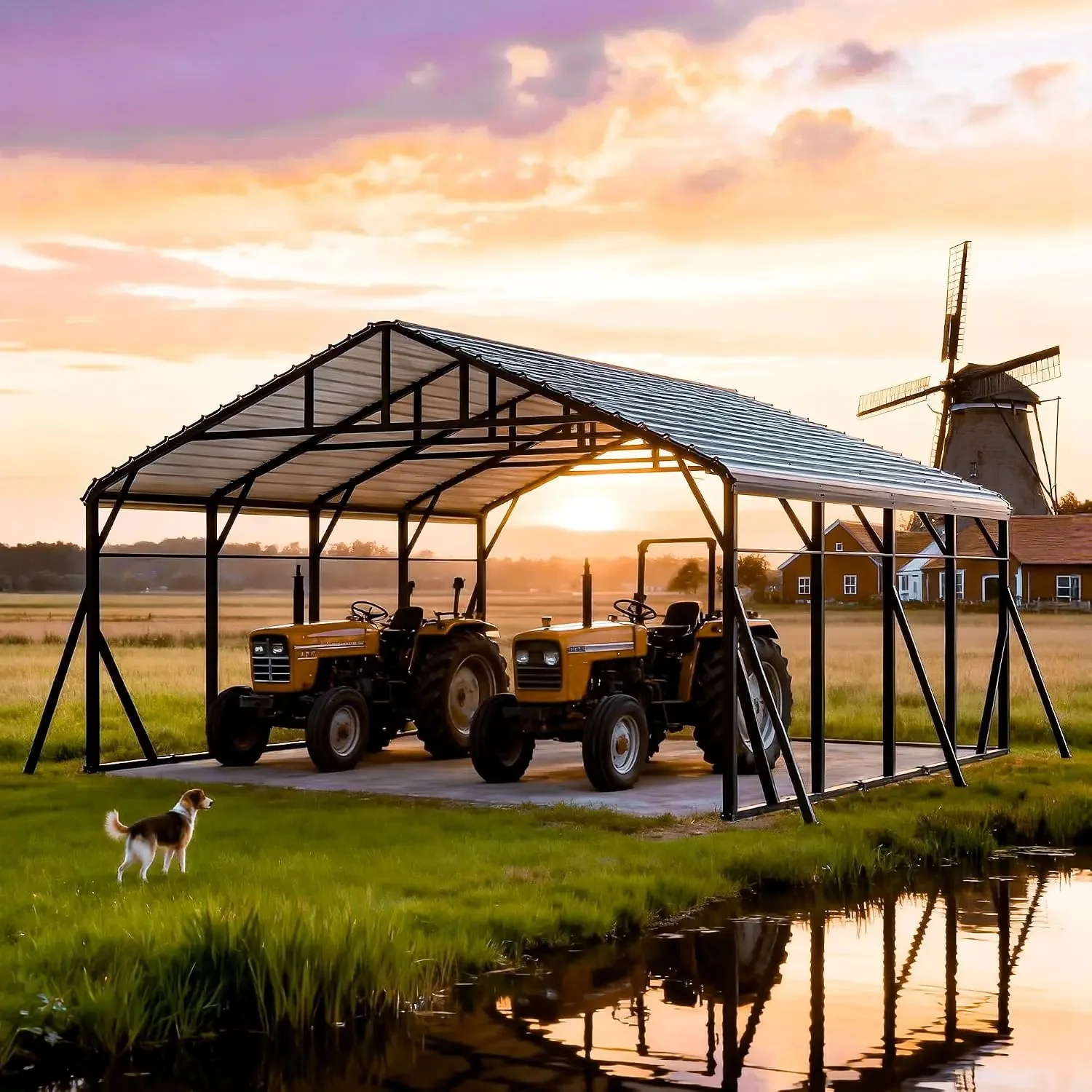 20x20 FT Heavy Duty Metal Carport with Galvanized Steel Roof, Outdoor Shelter with Enhanced Base, Custom