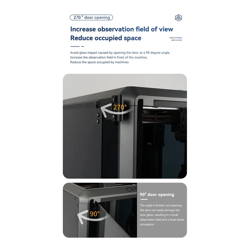 

Превосходная обновленная дверная модифицированная петля 270. ° Комплект аксессуаров для 3D-принтеров Creality K1 для простой установки Creality K1