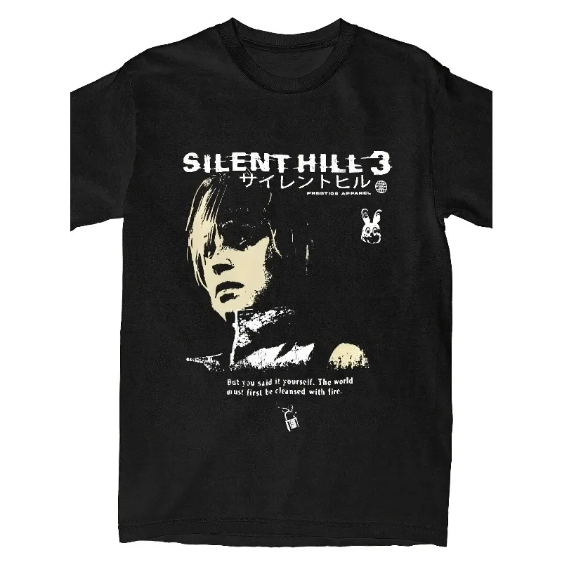 Ilent Hill 3 SH3 Horror Game T-shirt - Large retro game T-shirt with iconic print, Harajuku streetwear shirt