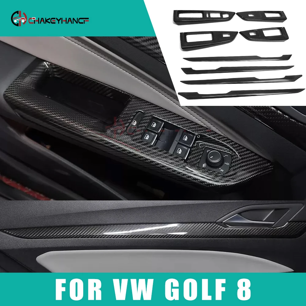 

Real Carbon Fiber Interior Window Control Panel Car Door Strip Decorative Sticker Cover for VW Golf 8 MK8 GTE GTI GTD R LINE