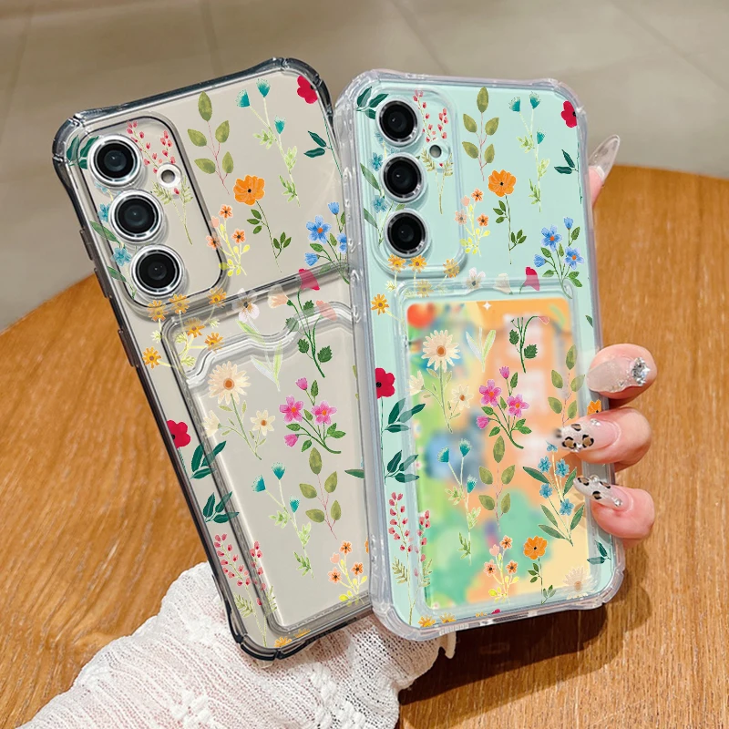 Colorful Flowers Plants Case For Samsung Galaxy S24 S23 S22 S25 Ultra S21 FE A52 A53 A14 A34 A15 A25 A35 A16 A36 A56 A55 A54 5G